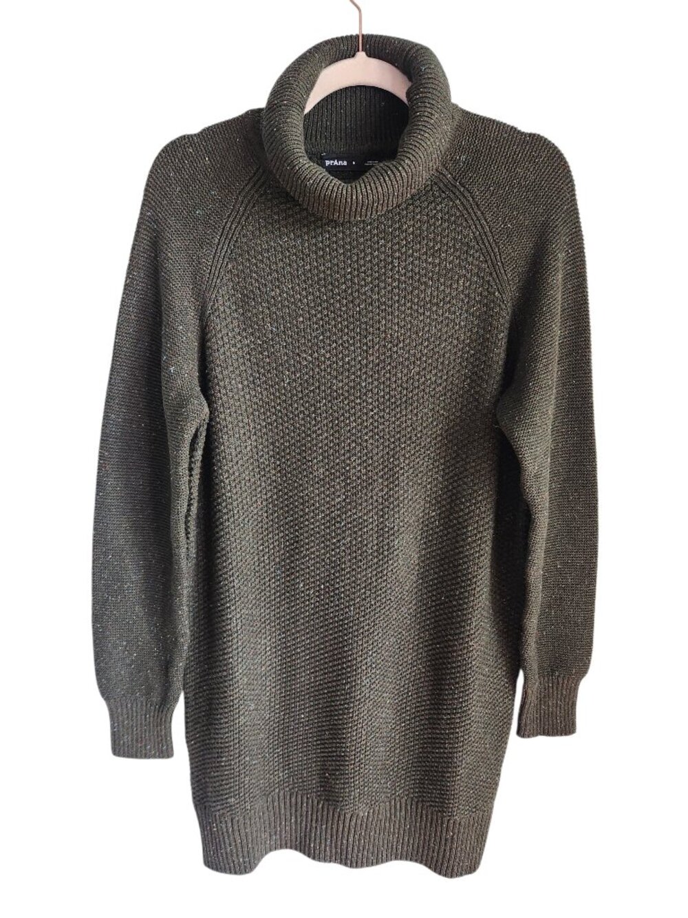 Prana Sangria Fields Sweater Dress Evergreen Green Medium Womens Turtleneck